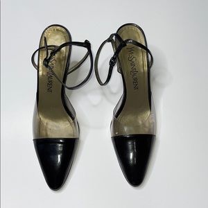 - Yves saint laurent clear and black pointed heels